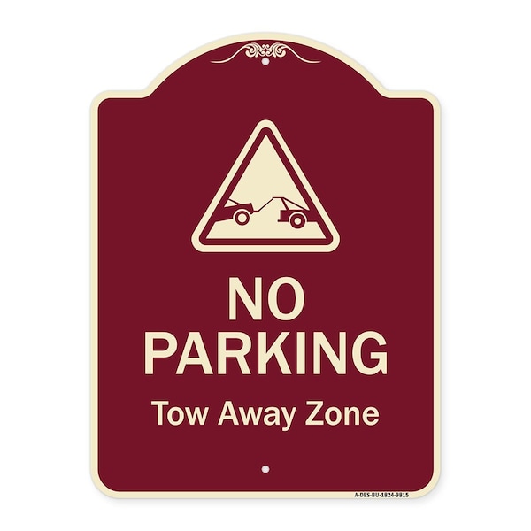 Designer Series-No Parking Tow Away Zone With Graphic, 24" x 18", BU-1824-9815